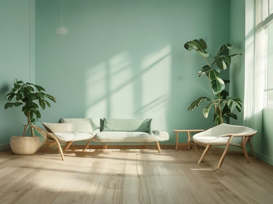 Person writing in a planning notebook with tea and reflection space in a calm home environment